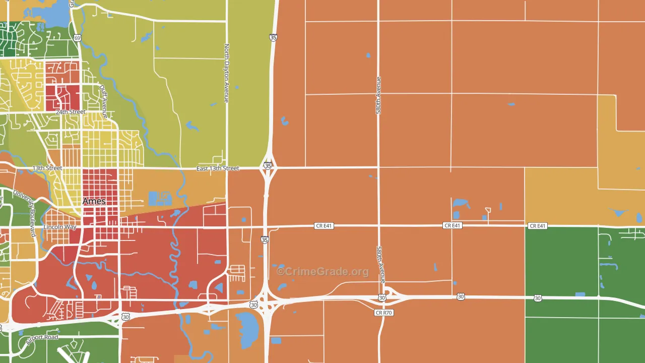 Napier, IA Map of Theft Rates