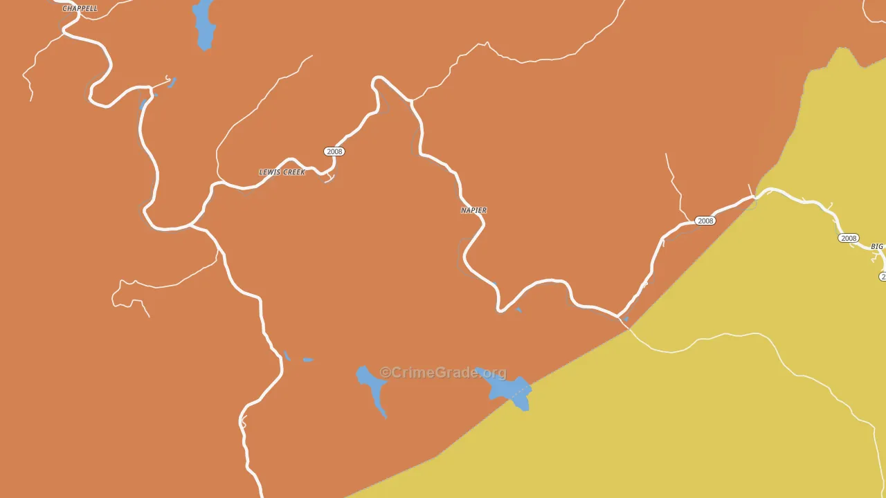 Napier, KY Map of Theft Rates