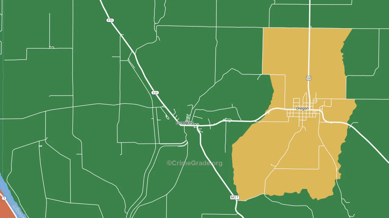 Napier, MO Map of Theft Rates