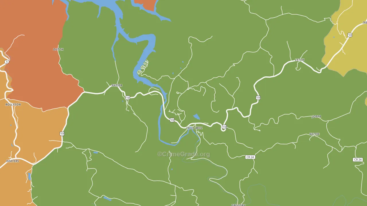 Napier, WV Map of Theft Rates