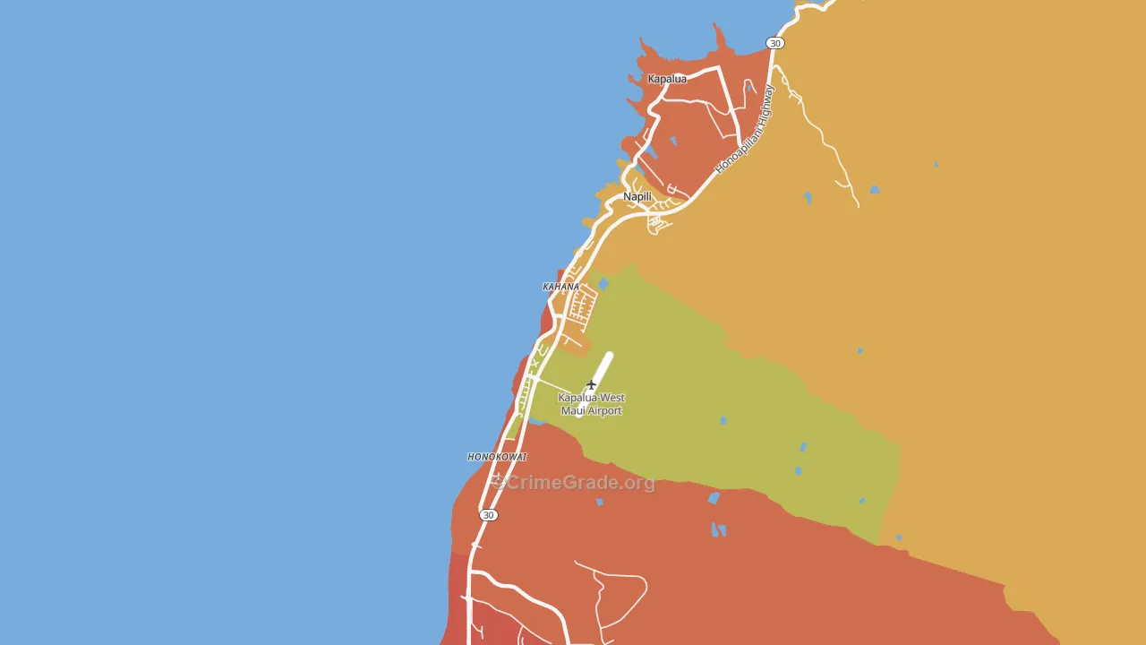 Napili-Honokowai, Lahaina, HI Map of Theft Rates