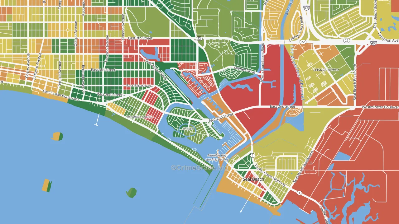 Naples-Marina Area, Long Beach, CA Map of Theft Rates