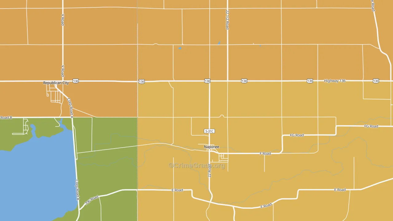 Naponee, NE Map of Theft Rates