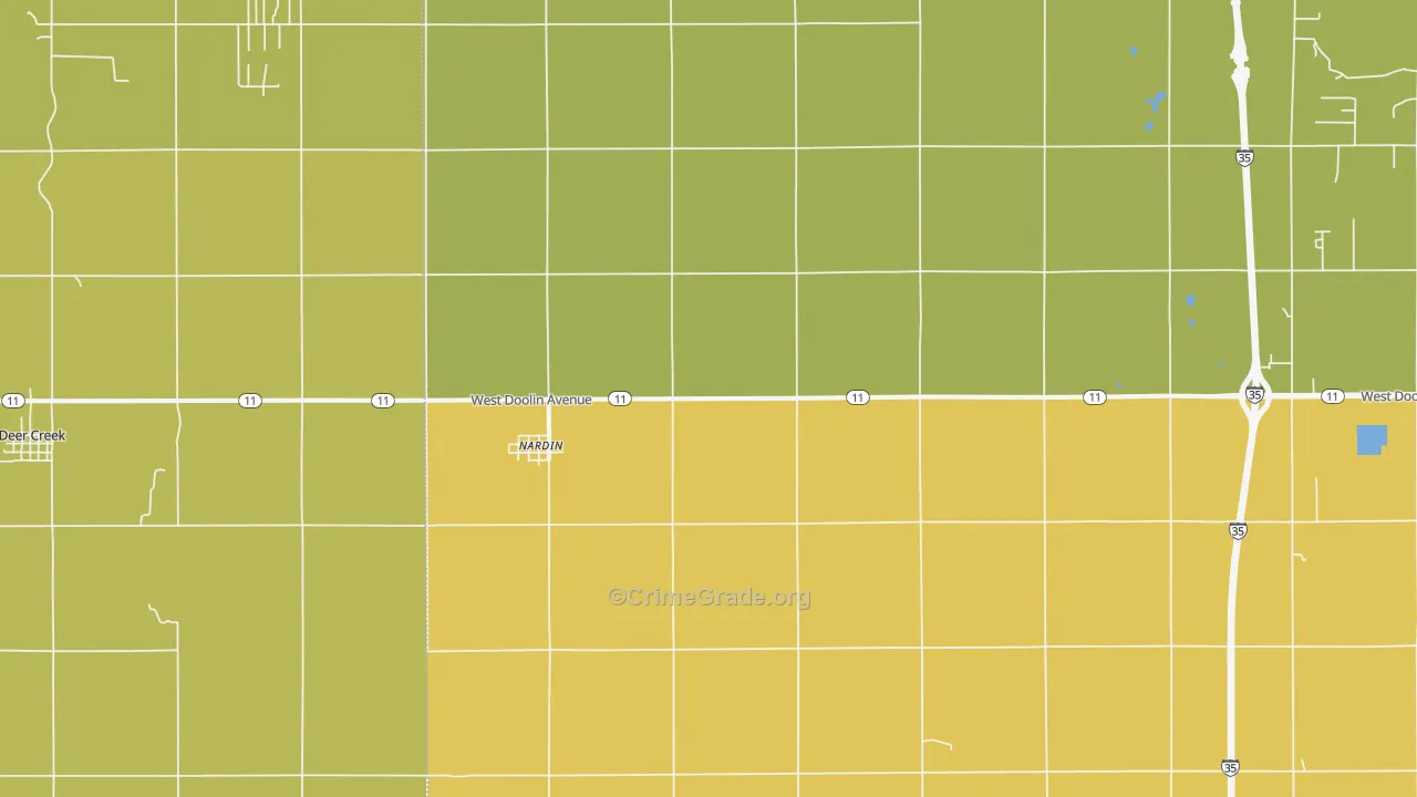 Nardin, OK Map of Theft Rates