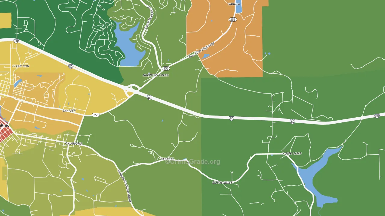 Narrows Creek, PA Map of Theft Rates