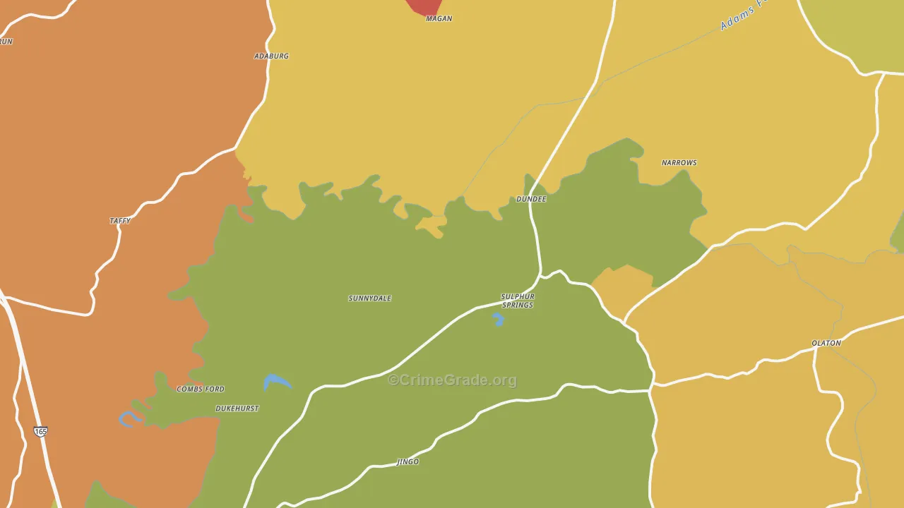 Narrows, KY Map of Theft Rates