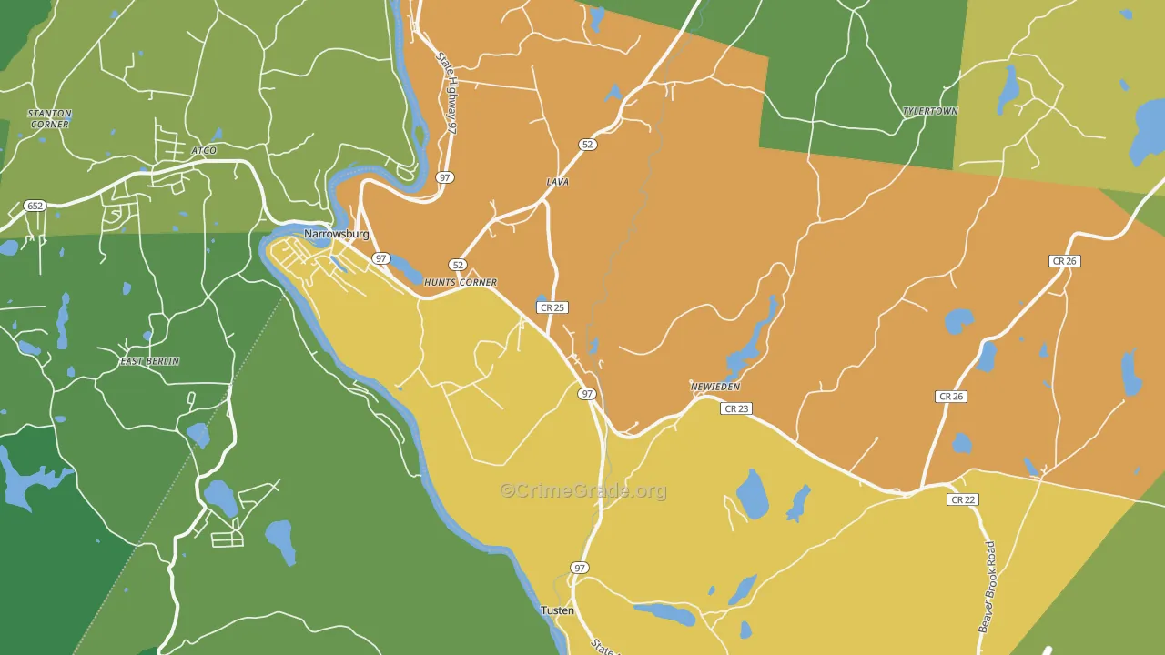 Narrowsburg, NY Map of Theft Rates