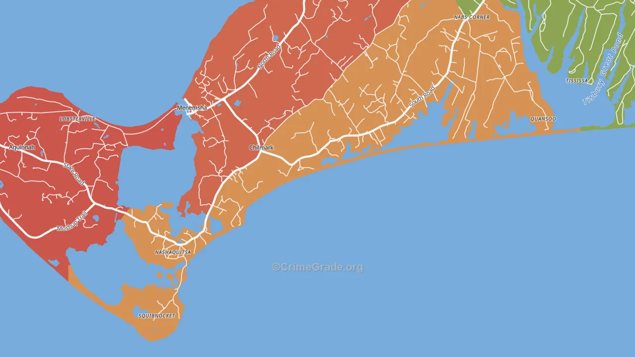 Nashaquitsa, MA Map of Theft Rates