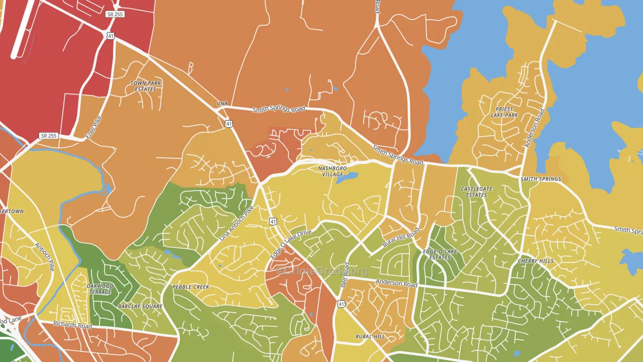 Nashboro Village, Nashville, TN Map of Theft Rates
