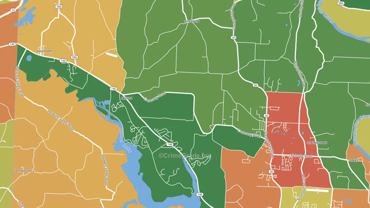 Nashport, OH Map of Theft Rates