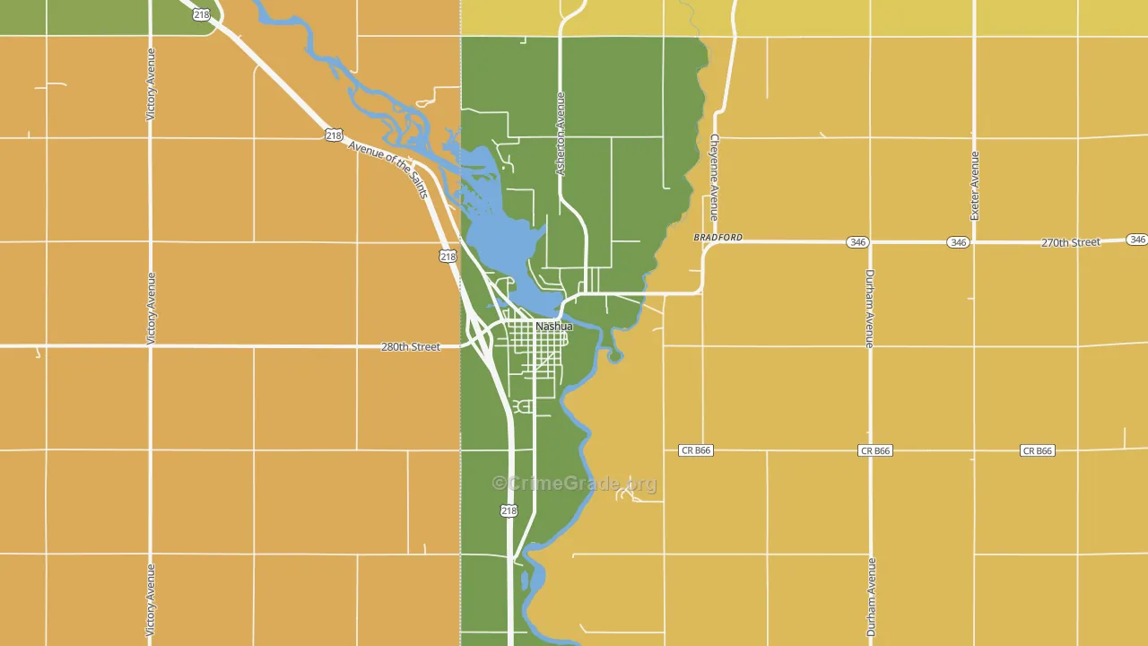 Nashua, IA Map of Theft Rates