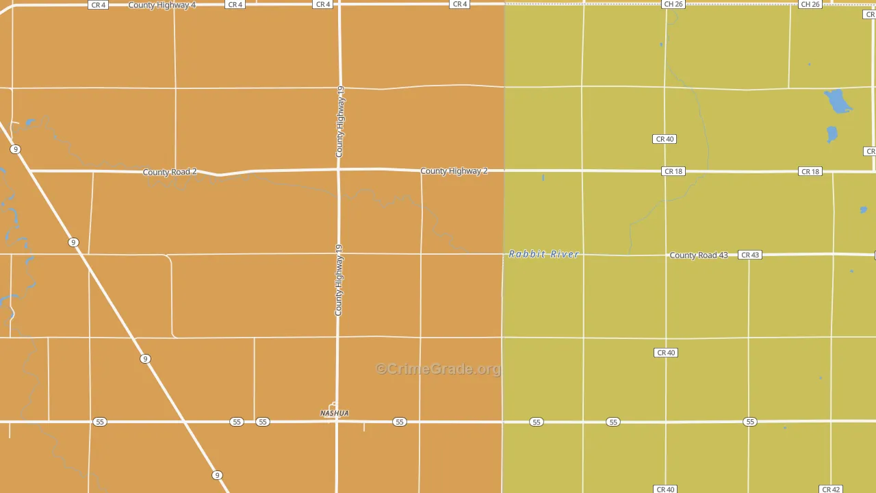 Nashua, MN Map of Theft Rates
