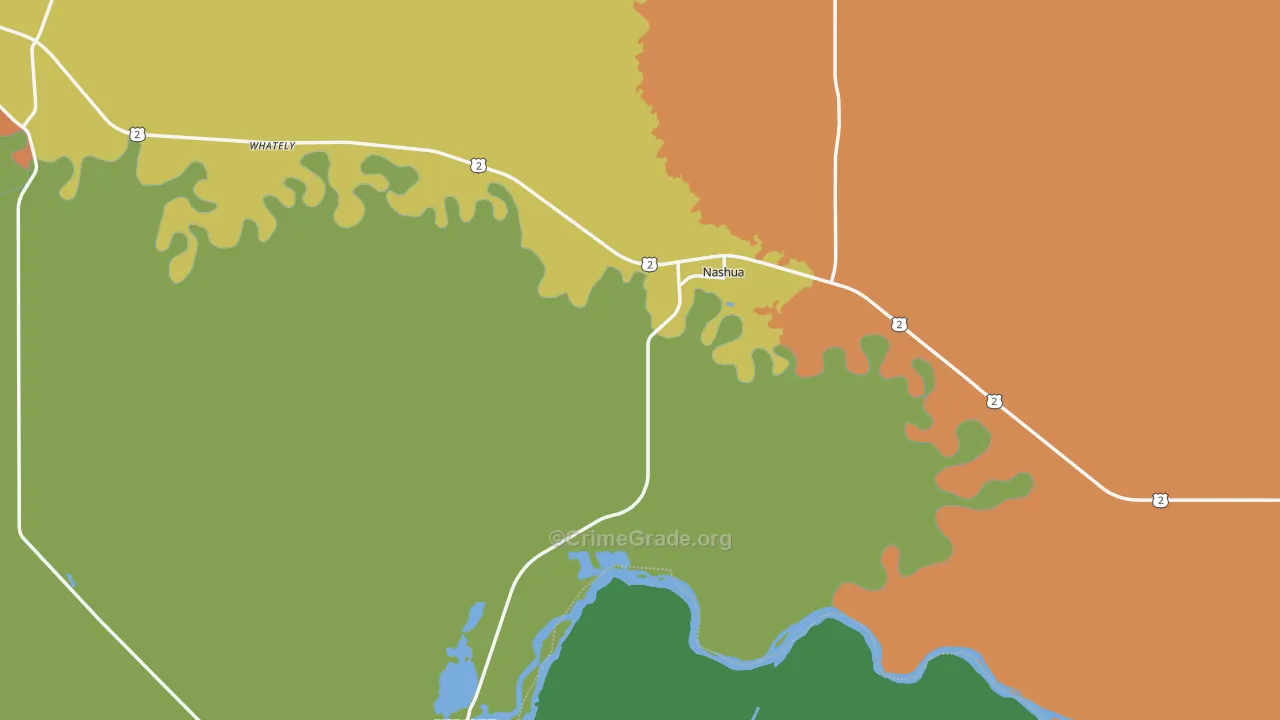 Nashua, MT Map of Theft Rates