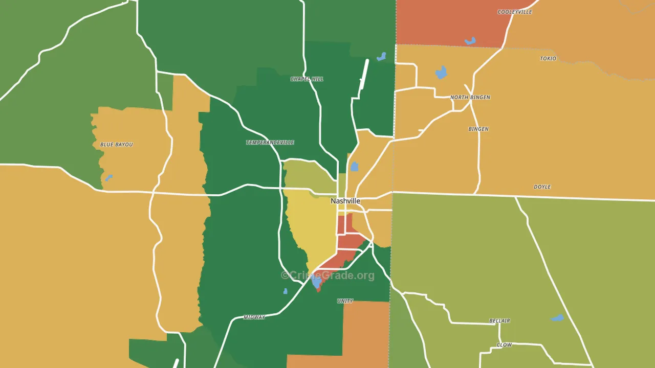 Nashville, AR Map of Theft Rates