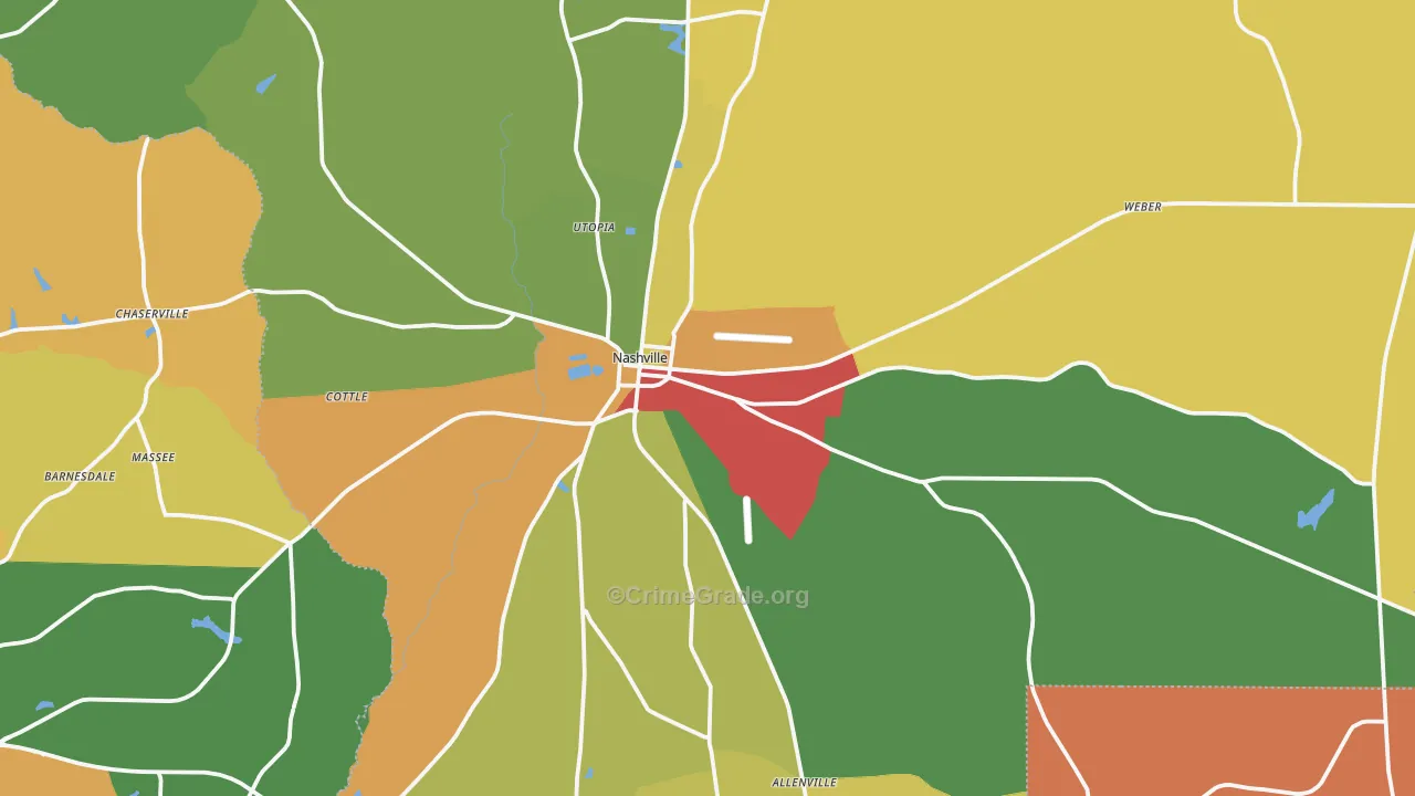 Nashville, GA Map of Theft Rates