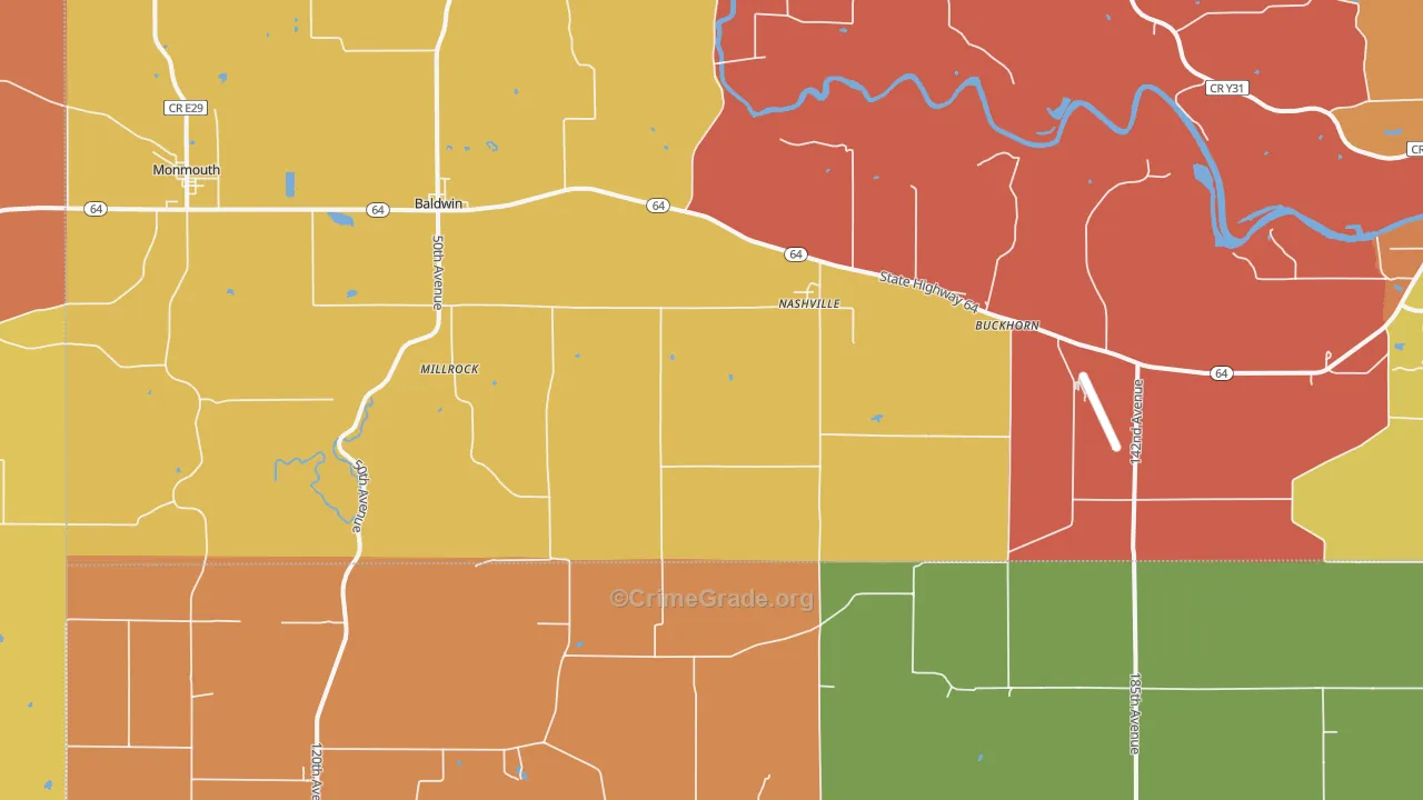 Nashville, IA Map of Theft Rates