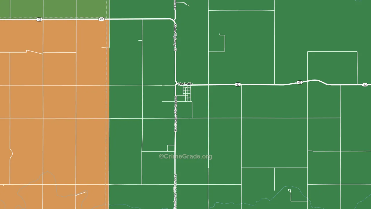 Nashville, KS Map of Theft Rates