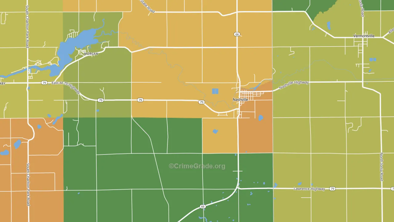 Nashville, MI Map of Theft Rates