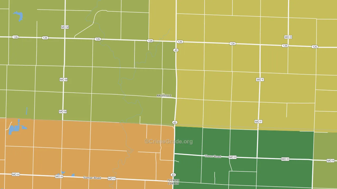 Nashville, MO Map of Theft Rates