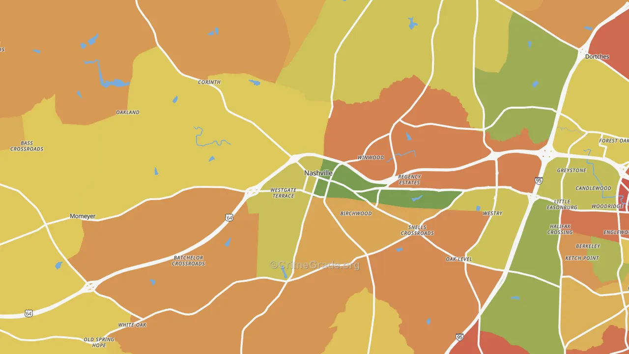 Nashville, NC Map of Theft Rates