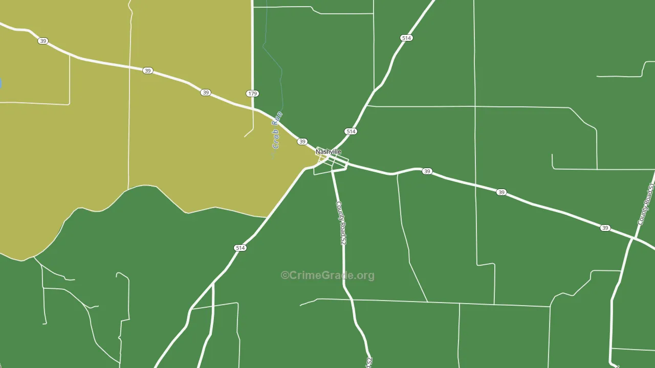 Nashville, OH Map of Theft Rates