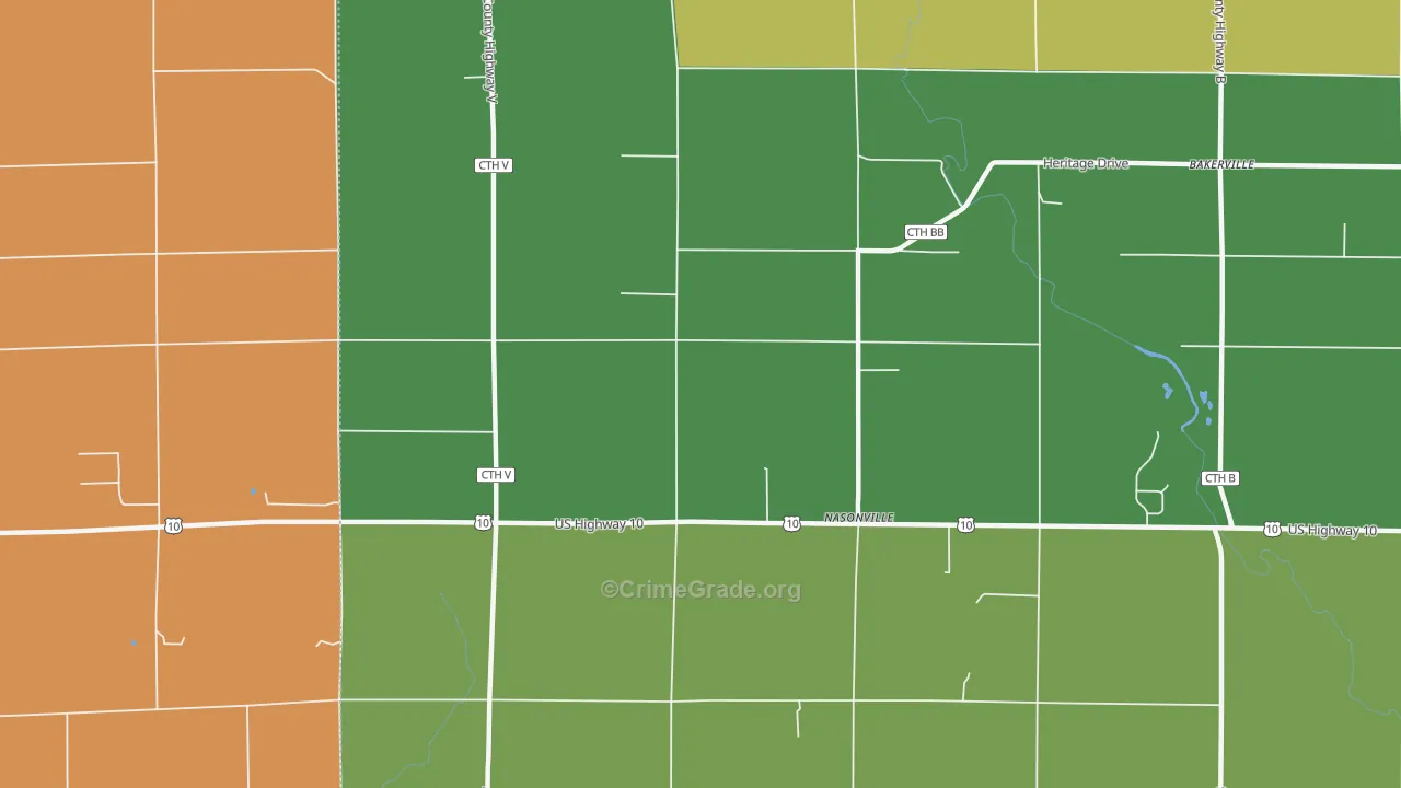 Nasonville, WI Map of Theft Rates