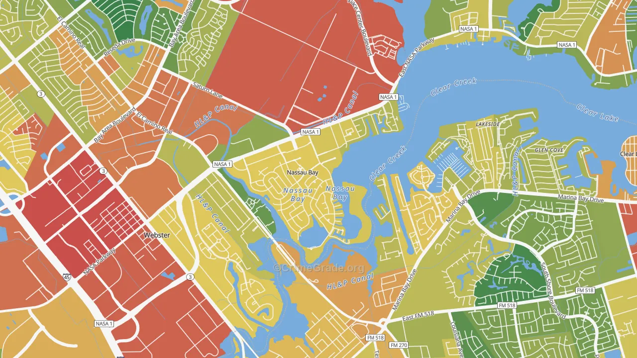 Nassau Bay, TX Map of Theft Rates