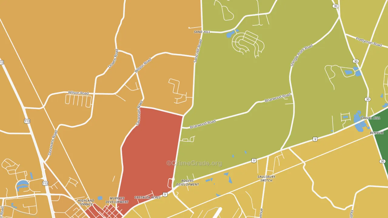 Nassau, DE Map of Theft Rates