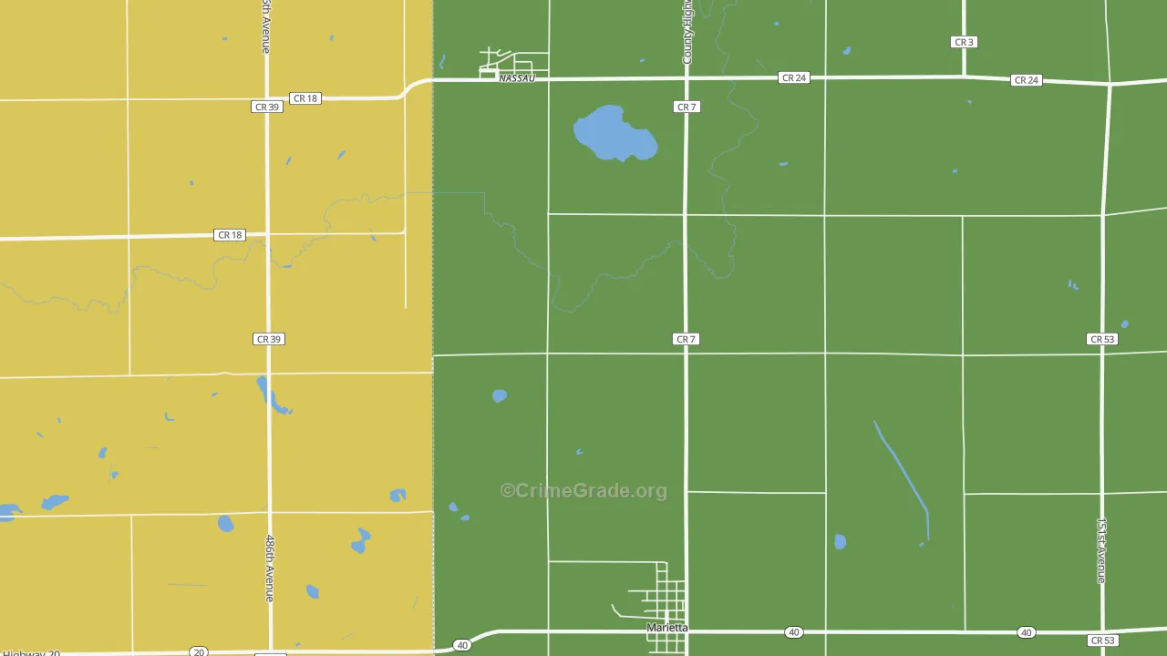 Nassau, MN Map of Theft Rates