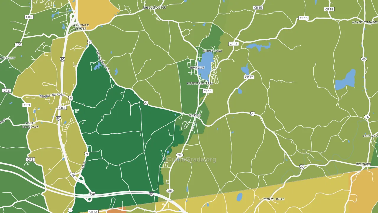 Nassau, NY Map of Theft Rates