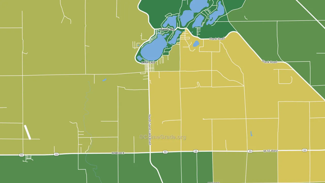 National City, MI Map of Theft Rates