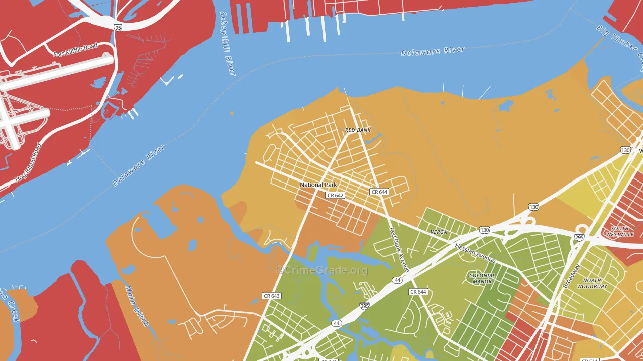 National Park, NJ Map of Theft Rates