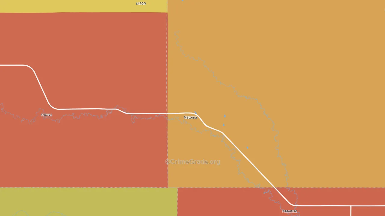 Natoma, KS Map of Theft Rates