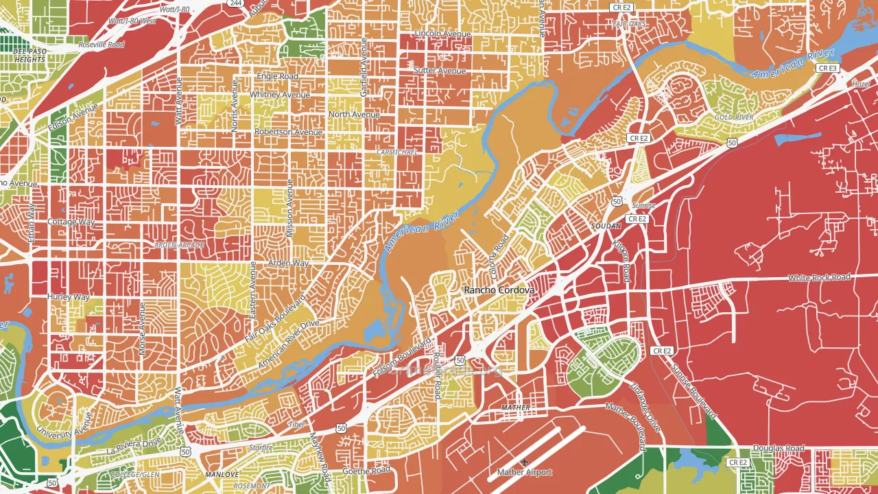 Natomas Corporate Center, Sacramento, CA Map of Theft Rates