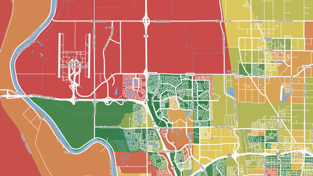 Natomas Creek, Sacramento, CA Map of Theft Rates
