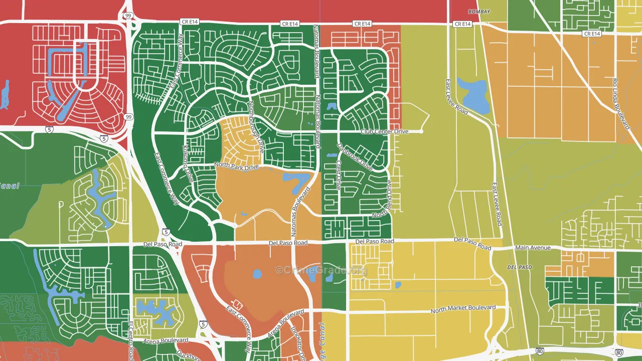 Natomas Park, Sacramento, CA Map of Theft Rates