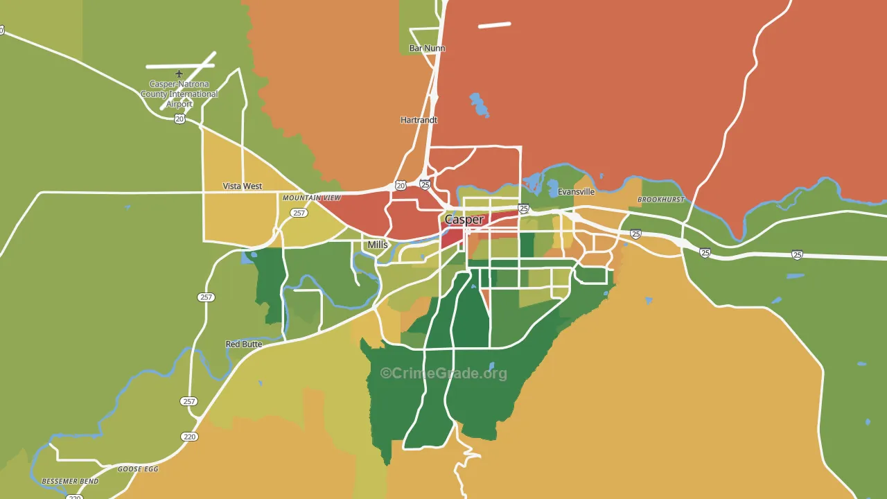 Natrona County, WY Map of Theft Rates