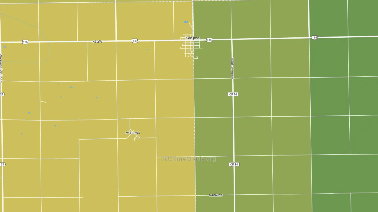 Natrona, IL Map of Theft Rates