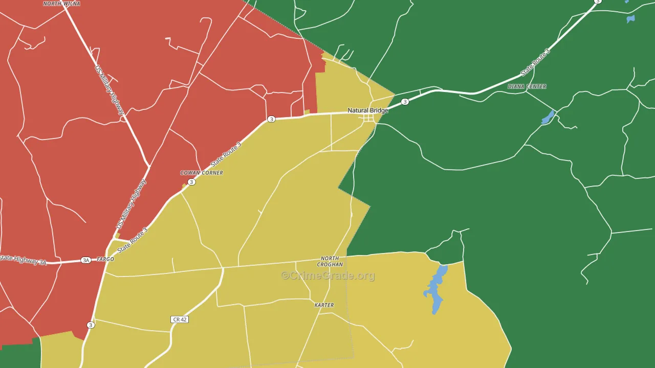 Natural Bridge, NY Map of Theft Rates