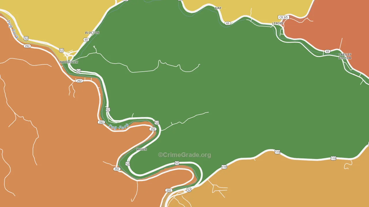 Naugatuck, WV Map of Theft Rates