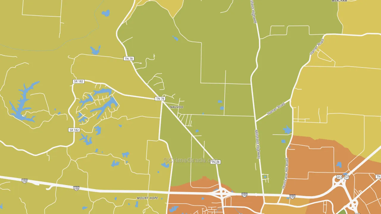Nauvoo, TN Map of Theft Rates