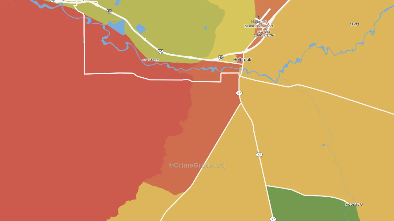 Navajo County, AZ Map of Theft Rates