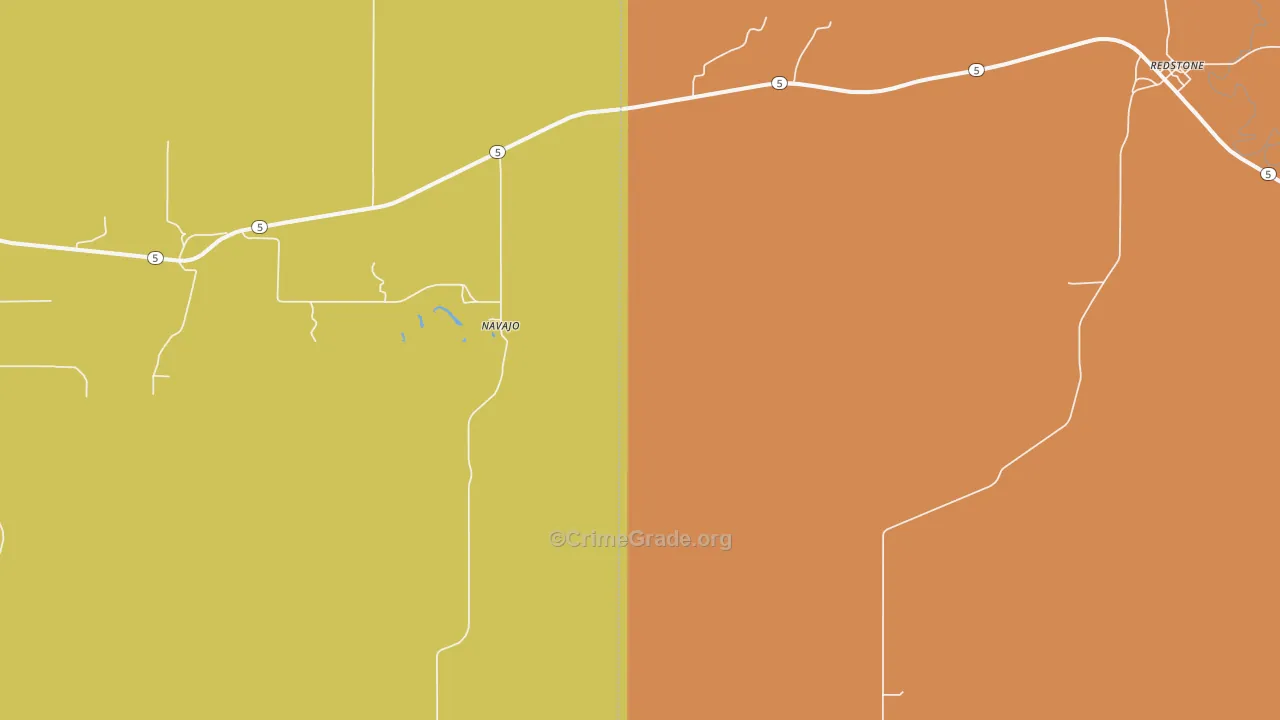 Navajo, MT Map of Theft Rates