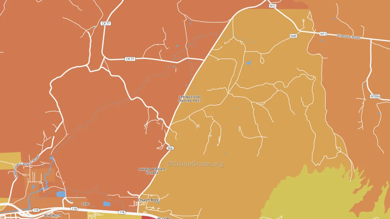Navajo Wingate Village, NM Map of Theft Rates