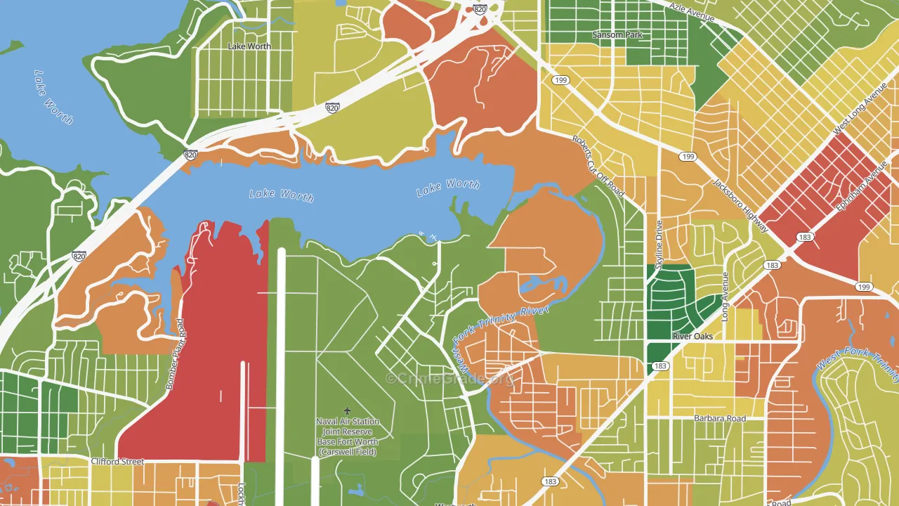 Naval Air Station JRB, TX Map of Theft Rates