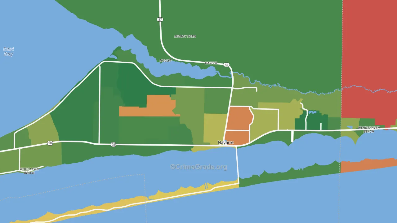Navarre, FL Map of Theft Rates