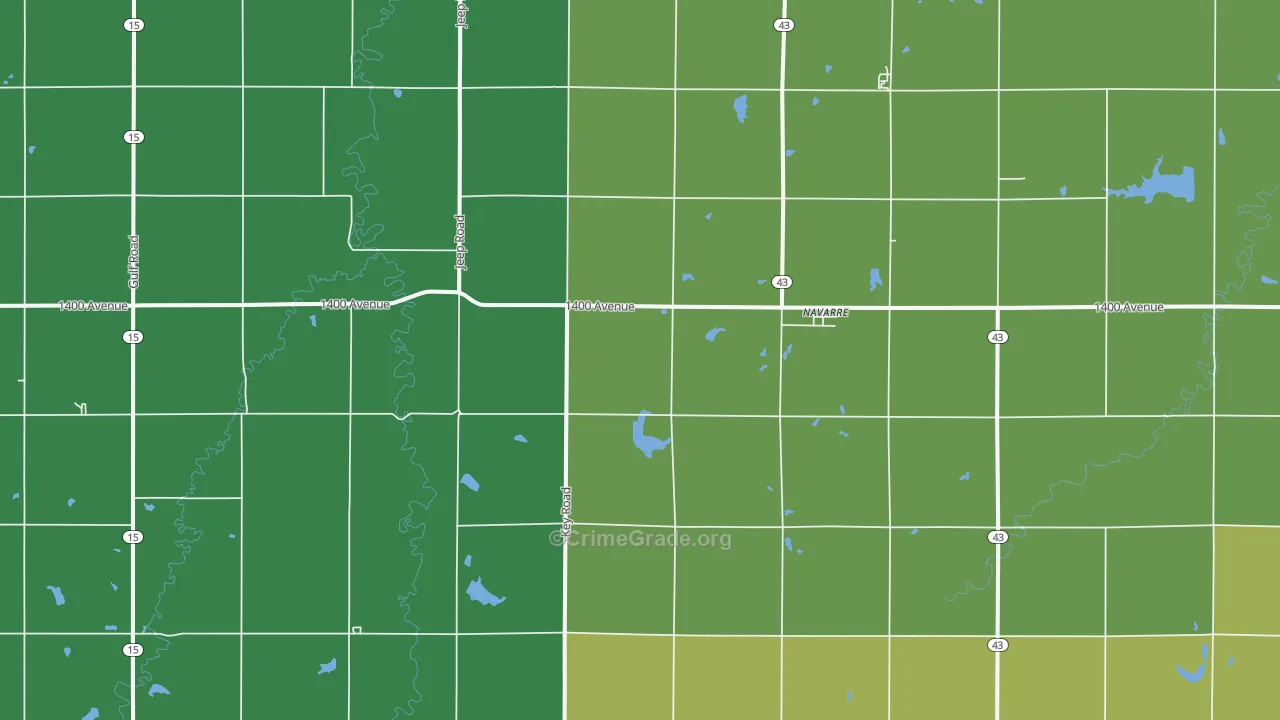 Navarre, KS Map of Theft Rates