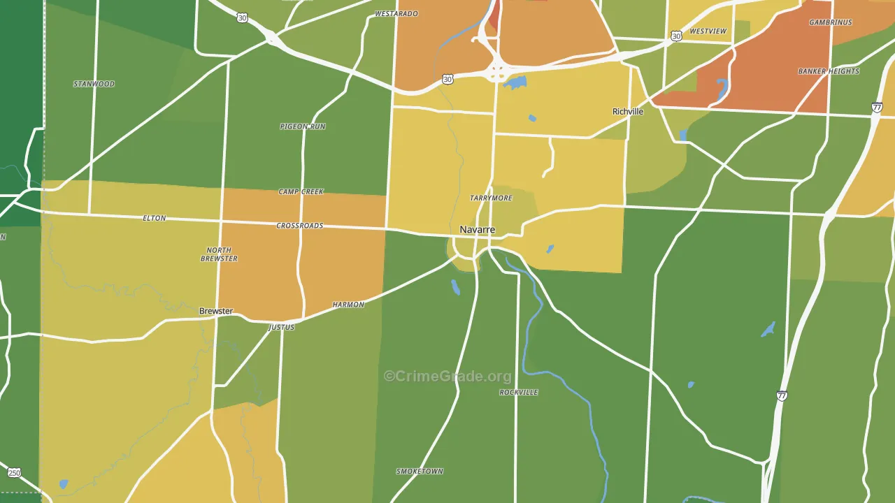 Navarre, OH Map of Theft Rates