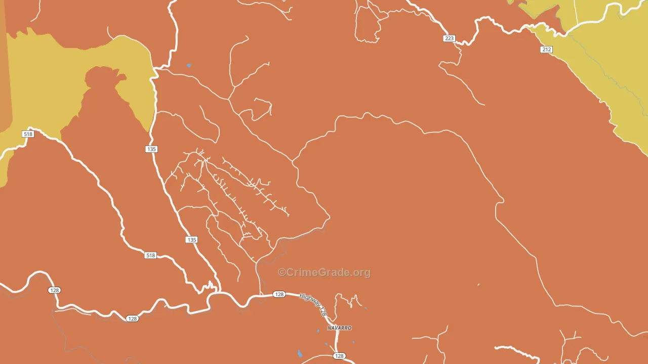 Navarro, CA Map of Theft Rates