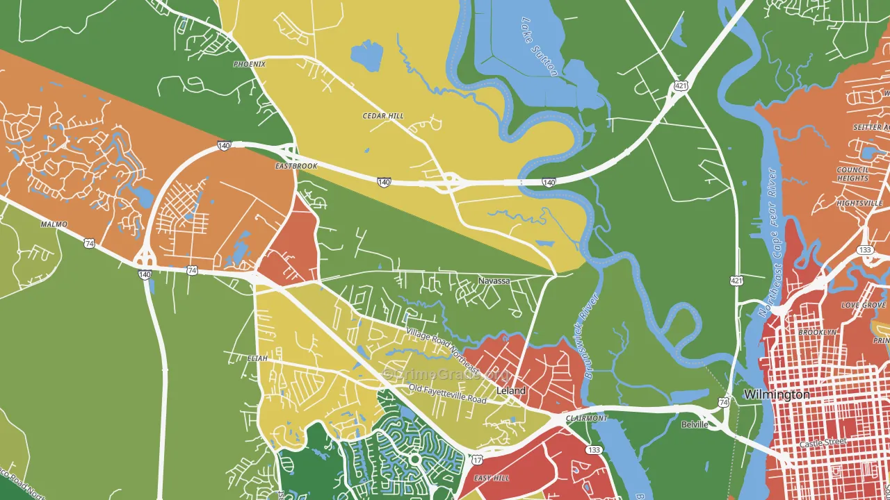Navassa, NC Map of Theft Rates